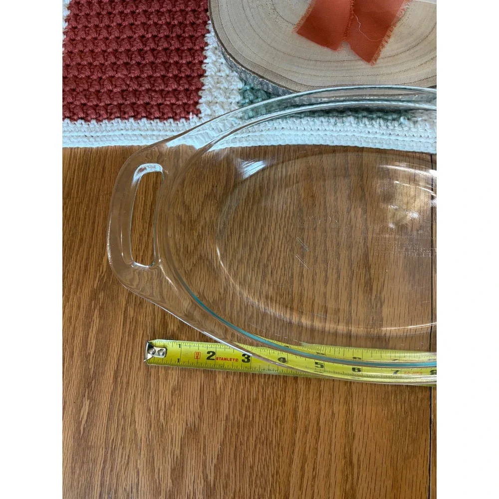 Pyrex Clear Glass Oval Casserole Baking Dish 1.3 Qt 1.2 L C702 with‎ Handles USA
